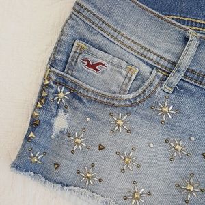 Hollister Studded Destroyed Denim Shorts Sz 3 w26